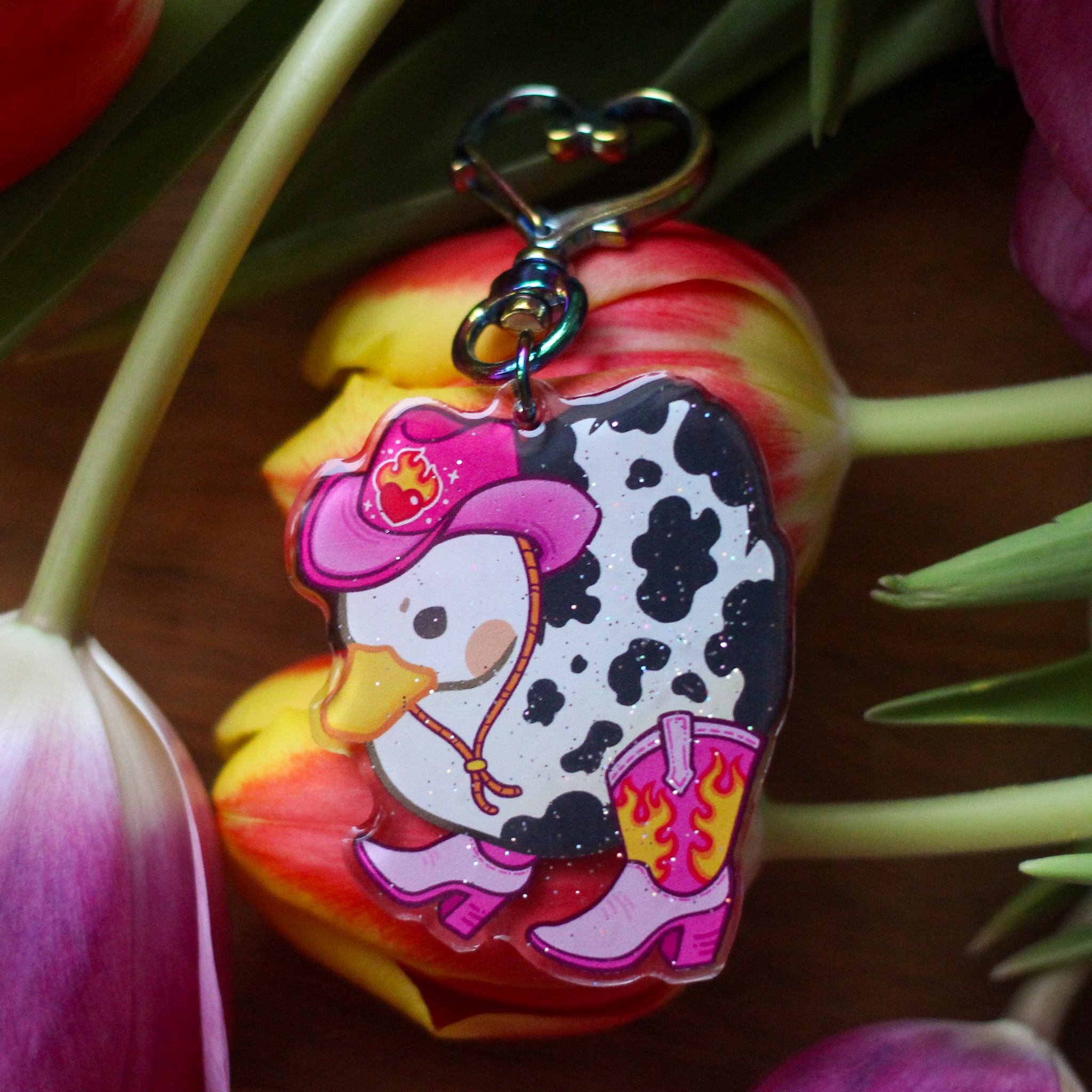 Cowboy Duck Glitter-avaimenperä